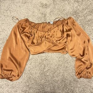 Copper long sleeve crop top
